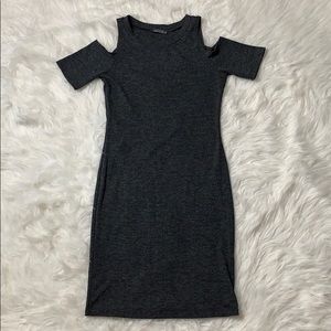 Grey open shouldered bodycon dress